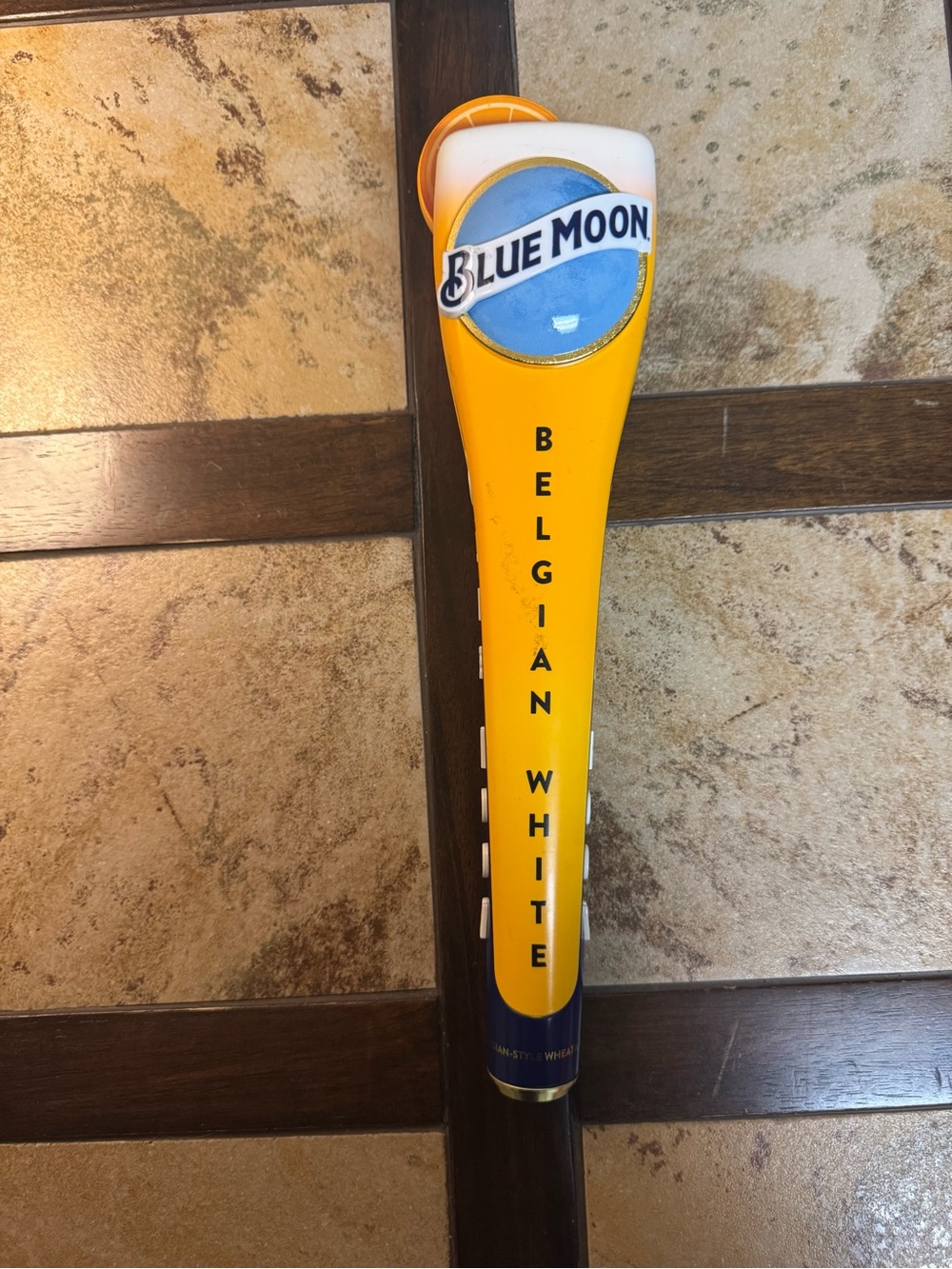 Blue Moon Belgian White Tap Handle - Yellow with Blue Logo